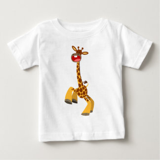 かわいい漫画踊りキリンベビーTシャツ ベビーTシャツ