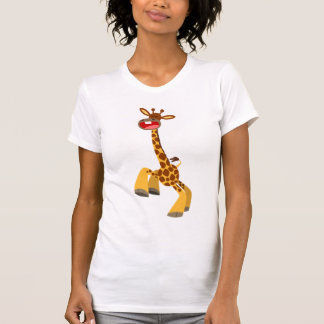 かわいい漫画踊りキリン女性Tシャツ Tシャツ