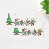 かわいい漫画踊りクリスマスプレゼントとツリー (デスク)