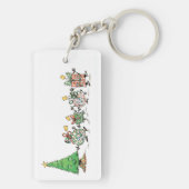 かわいい漫画踊りクリスマスプレゼントとツリー キーホルダー (裏面)