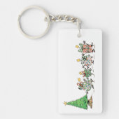 かわいい漫画踊りクリスマスプレゼントとツリー キーホルダー (正面)