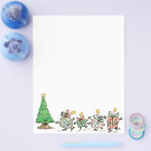 かわいい漫画踊りクリスマスプレゼントとツリー チラシ (シングル)