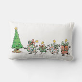かわいい漫画踊りクリスマスプレゼントとツリー ランバークッション (裏面)
