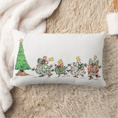 かわいい漫画踊りクリスマスプレゼントとツリー ランバークッション (ブランケット)