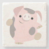 かわいい漫画踊りピグストーンコースター ストーンコースター (正面)