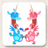 かわいい漫画踊りユニコーンのコースターセット コースター (正面)