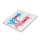 かわいい漫画踊りユニコーンのタイル タイル (側面)