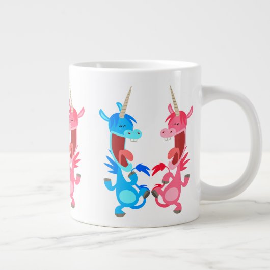 かわいい漫画踊りユニコーンジャンボマグ ジャンボコーヒーマグカップ (右)