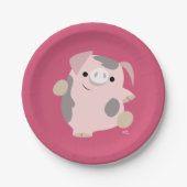 かわいい漫画踊り豚紙プレート ペーパープレート (正面)