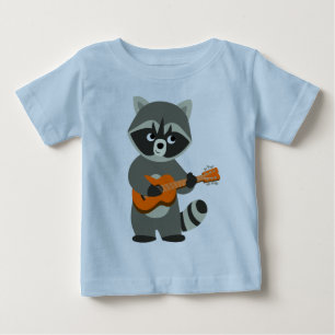 かわいい漫画遊のラクーンのギターベビーTシャツ ベビーTシャツ
