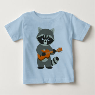かわいい漫画遊のラクーンのギターベビーTシャツ ベビーTシャツ