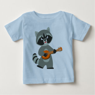 かわいい漫画遊ラクーンのバンジョーベビーTシャツ ベビーTシャツ