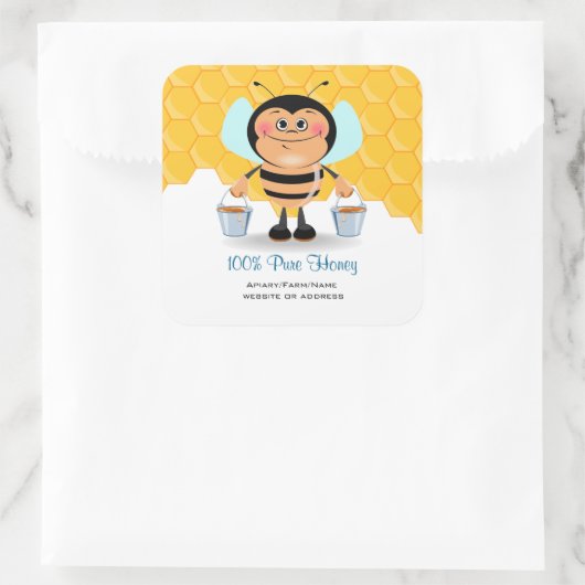 かわいい漫画運ののまわりにのバケツ スクエアシール (バッグ)