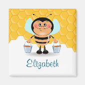 かわいい漫画運ののまわりにのバケツ マグネット (正面)