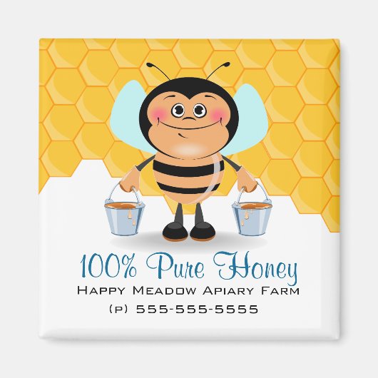 かわいい漫画運ののまわりにのバケツ マグネット (正面)