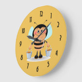 かわいい漫画運ののまわりにのバケツ ラージ壁時計 (傾斜)