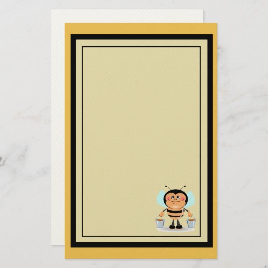 かわいい漫画運ののまわりにのバケツ 便箋 (正面/裏面)