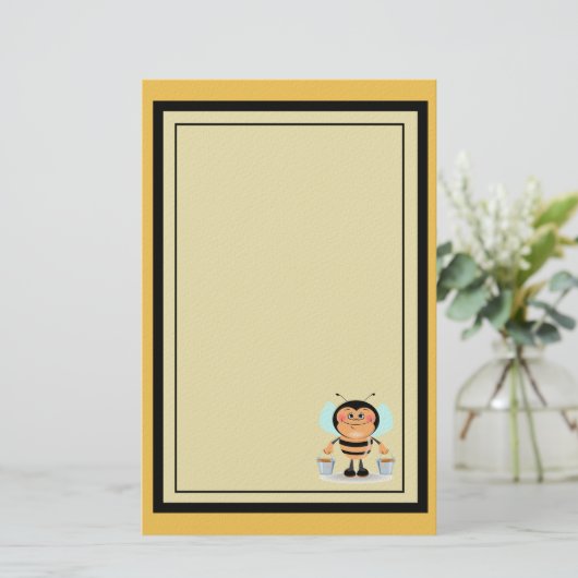 かわいい漫画運ののまわりにのバケツ 便箋 (スタンド正面)