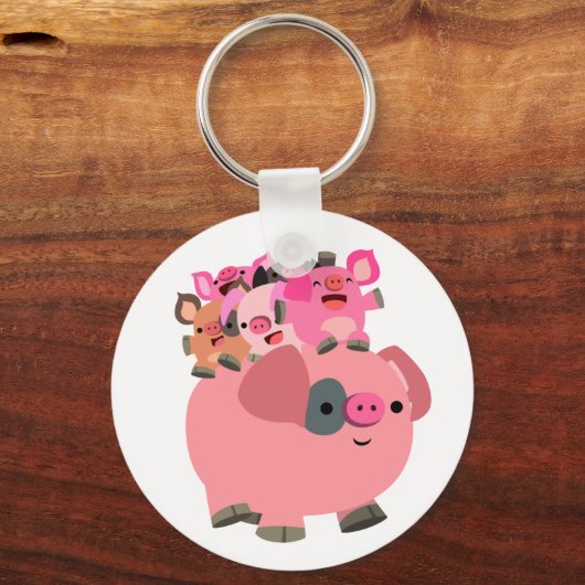 かわいい漫画運豚の子豚 キーホルダー (正面)