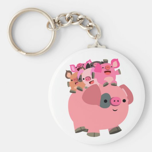 かわいい漫画運豚の子豚 キーホルダー (正面)