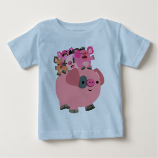 かわいい漫画運豚の子豚 ベビーTシャツ