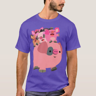 かわいい漫画運豚の子豚 Tシャツ