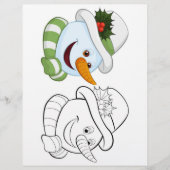 かわいい漫画雪だるまの頭のカラーリングページ チラシ (正面)