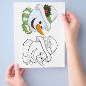 かわいい漫画雪だるまの頭のカラーリングページ チラシ (手)