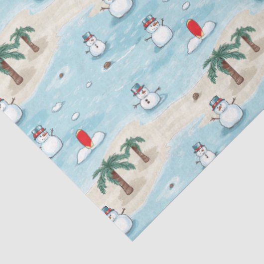 かわいい漫画雪だるまオンアザビーチバケーション 薄葉紙 (詳細)