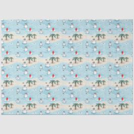 かわいい漫画雪だるまオンアザビーチバケーション 薄葉紙