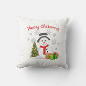 かわいい漫画雪だるまクリスマス アウトドアクッション (正面)