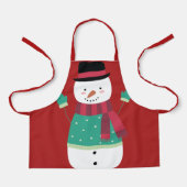 かわいい漫画雪だるまフェスティバルクリスマス エプロン (正面)