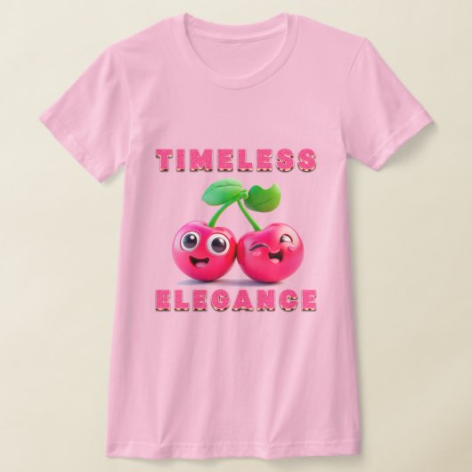 かわいい漫画風のさくらんぼのイラスト Tシャツ (レイダウン)