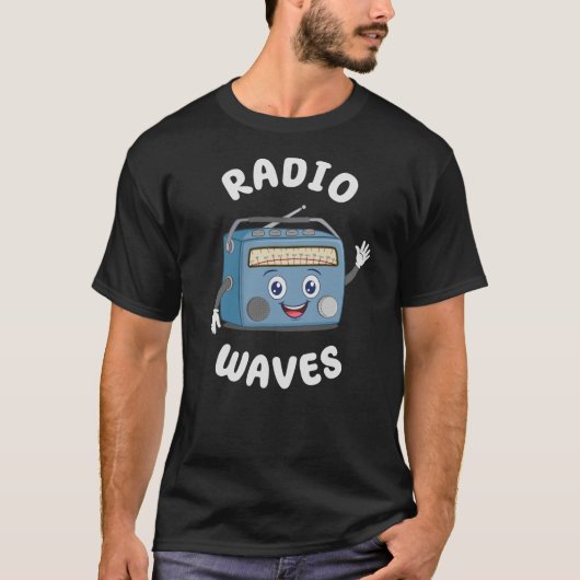 かわいい漫画風ラジオ波 ラジオ好き Tシャツ (正面)