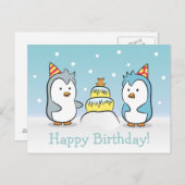 かわいい漫画 – ペンギン誕生祝い インビテーションポストカード (正面/裏面)