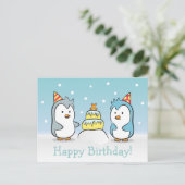かわいい漫画 – ペンギン誕生祝い インビテーションポストカード (スタンド正面)