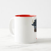 かわいい漫画Bullおよび赤い開花のマグ ツートーンマグカップ (正面左)