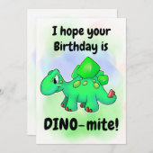 かわいい漫画Dino誕生日カード サンキューカード (正面/裏面)