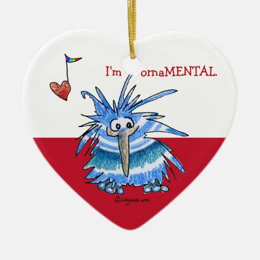 かわいい漫画KIwiハートオーナメント セラミックオーナメント (正面)