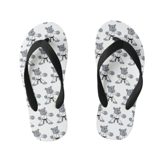 かわいい漫画rhinoカンフー漫画 キッズビーチサンダル (フットベッド)