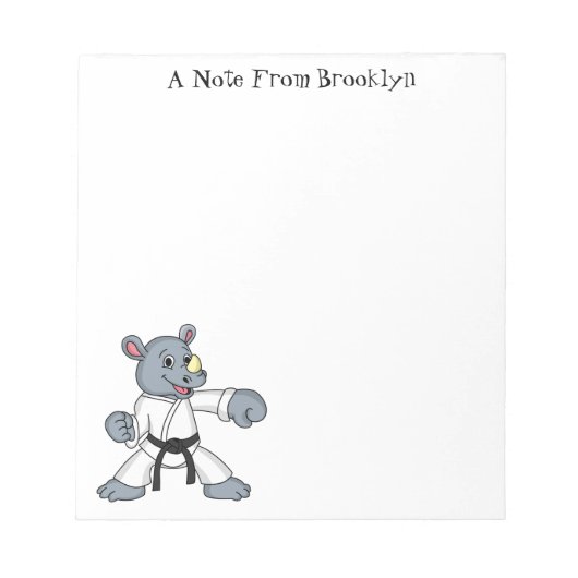 かわいい漫画rhinoカンフー漫画 ノートパッド (正面)