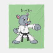 かわいい漫画rhinoカンフー漫画 フリースブランケット (正面)