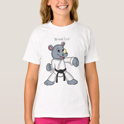 かわいい漫画rhinoカンフー漫画 tシャツ (正面)