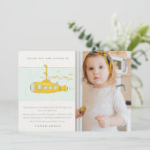 かわいい潜水艦の写真イエローエイジ誕生日 サンキューカード (スタンド正面)