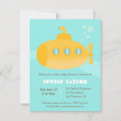 かわいい潜水艦の水中ベビーシャワー招待状 招待状 (正面)