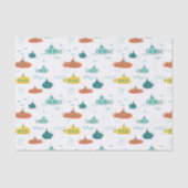かわいい潜水艦の海の深海魚パターン 薄葉紙 (正面)