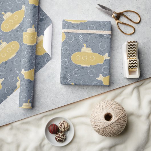 かわいい潜水艦の男航海の子の赤ちゃんシャワー ラッピングペーパー (クラフト)