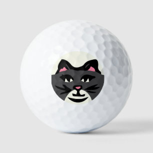 かわいい濃い灰色の猫+ピンクの耳+黒いヒゲ ゴルフボール