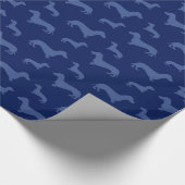 かわいい濃紺のダックスフントパターン ラッピングペーパー (角)