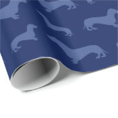 かわいい濃紺のダックスフントパターン ラッピングペーパー (ロールコーナー)